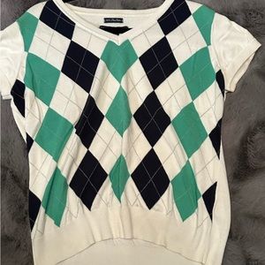 Tommy Hilfiger Women’s Cap Sleeve Argyle Top XL